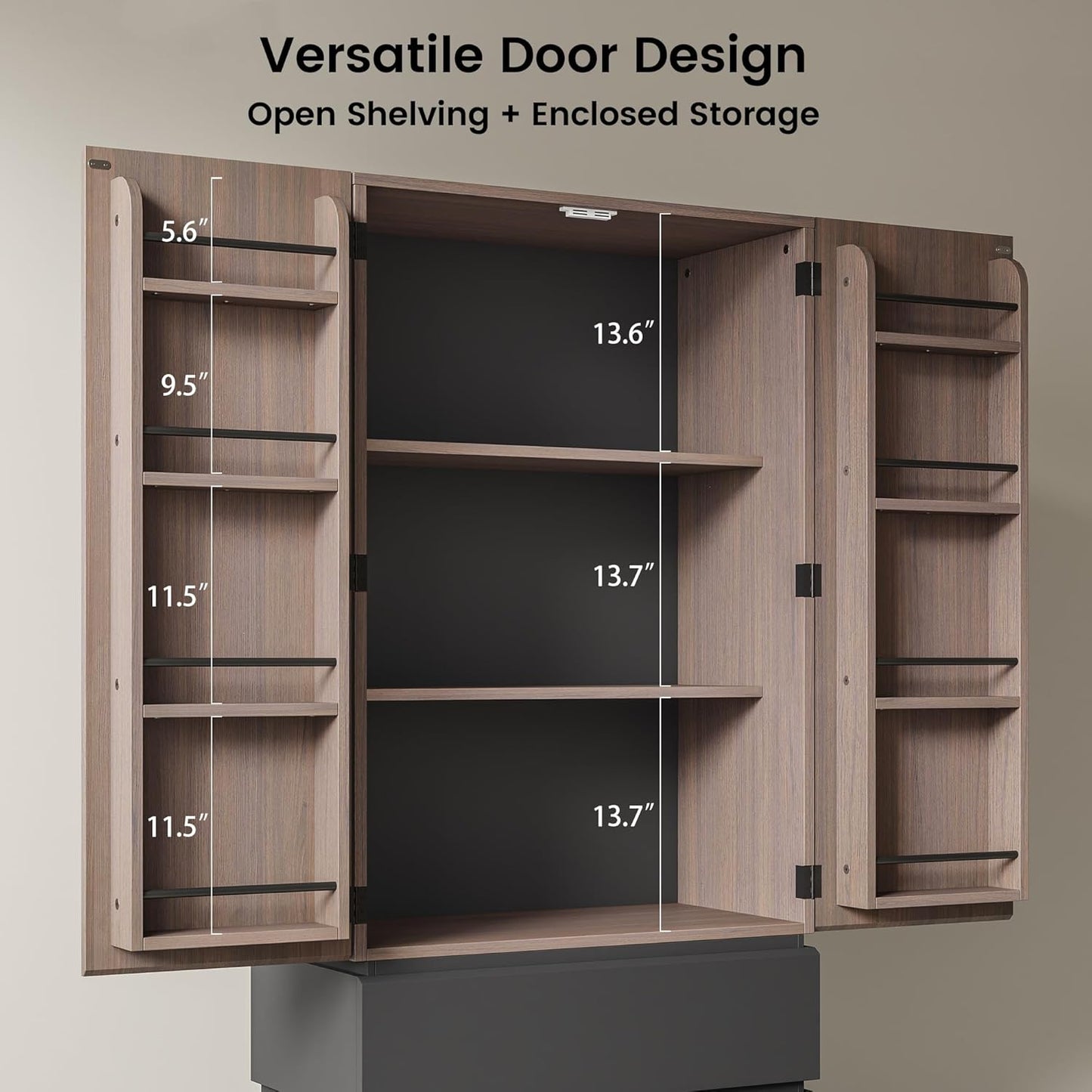Whisper Series 70.8" Kitchen Pantry with 3 Drawers & Magnetic Closure