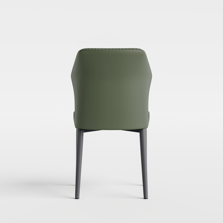 2-Pack Green PVC Dining Chairs with Fine Wave Stitch Detailing