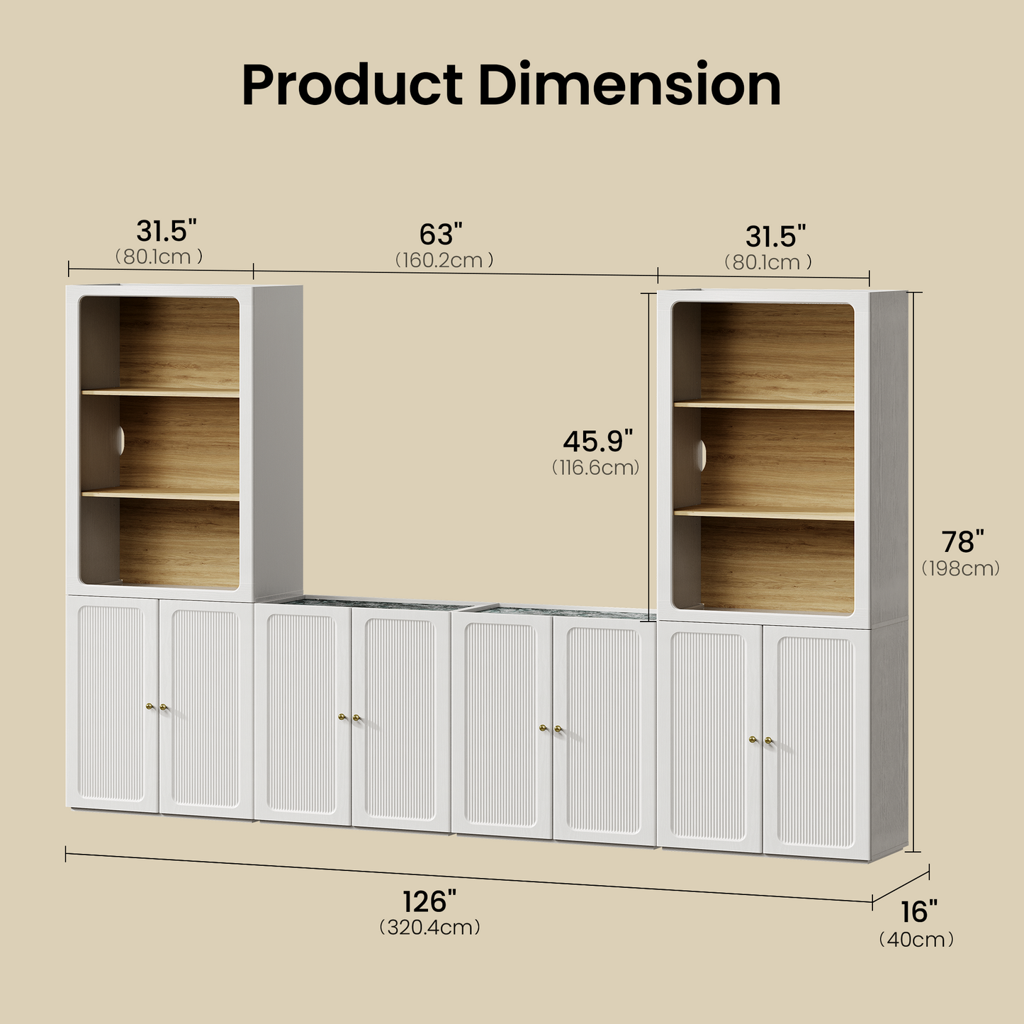 Flexmod 126" Modular Storage with Display Towers & Cabinets