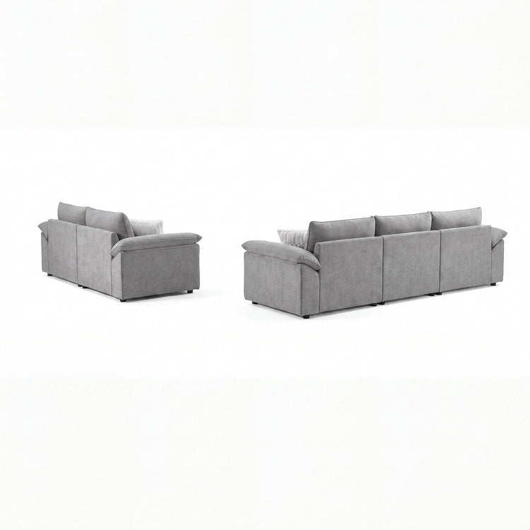 Dreamboat Modular Chenille U-Shape and Loveseat Sofa Set with Storage Ottoman,Gray