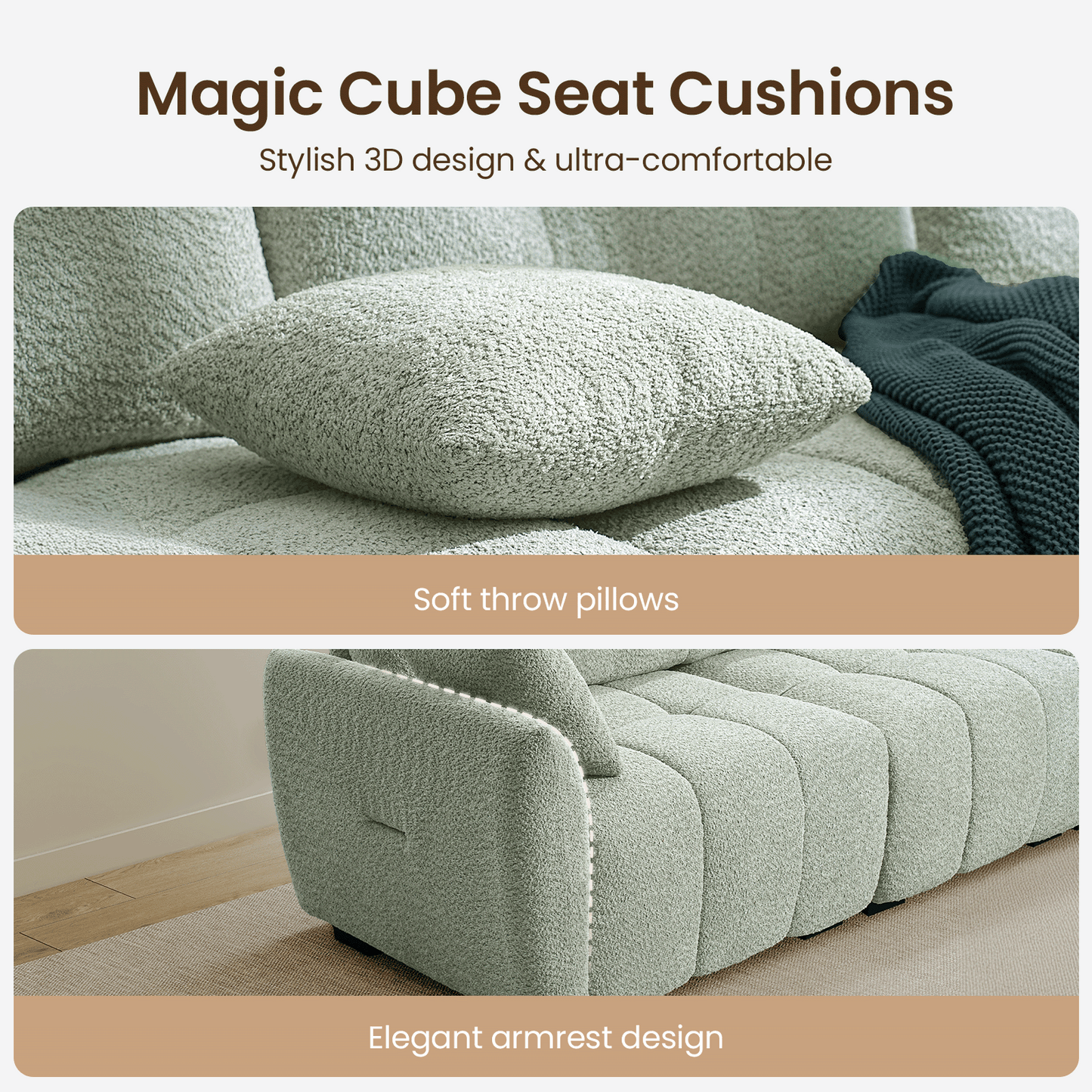 Ivy 3-Seat Clover Sectional Sofa