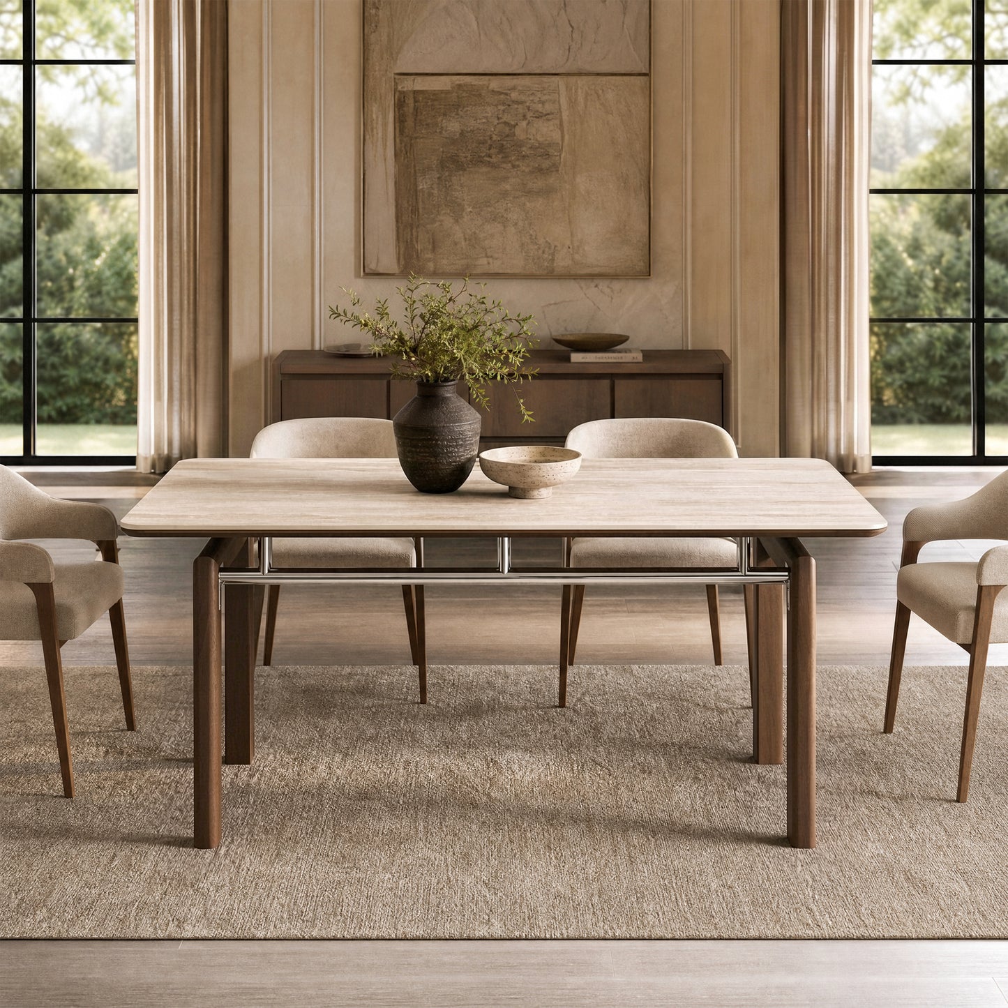 [Pre-Sale] 63" Matte Sintered Stone Dining Table, Roman Yellow for 4-6 People