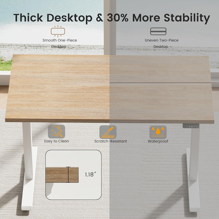Soren 47" Electric Height-Adjustable Executive Desk, Light Walnut