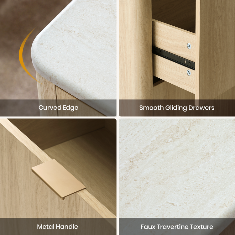 [Pre-sale] Travertine Fluted 9-Drawer Dresser, Natural