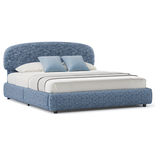 Dione King Lift-Up Storage Bed Frame with Curved Headboard, Harbor Depth Blue