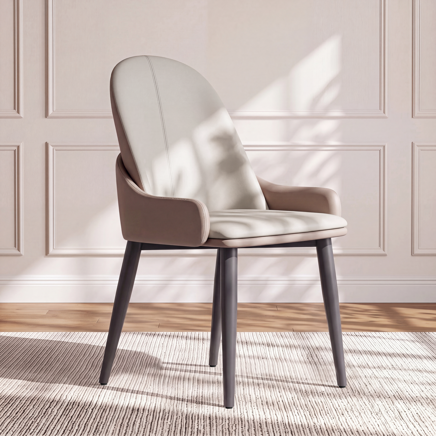 2-Pack Grey PVC Dining Chairs with Full Surround Protective Side Guards