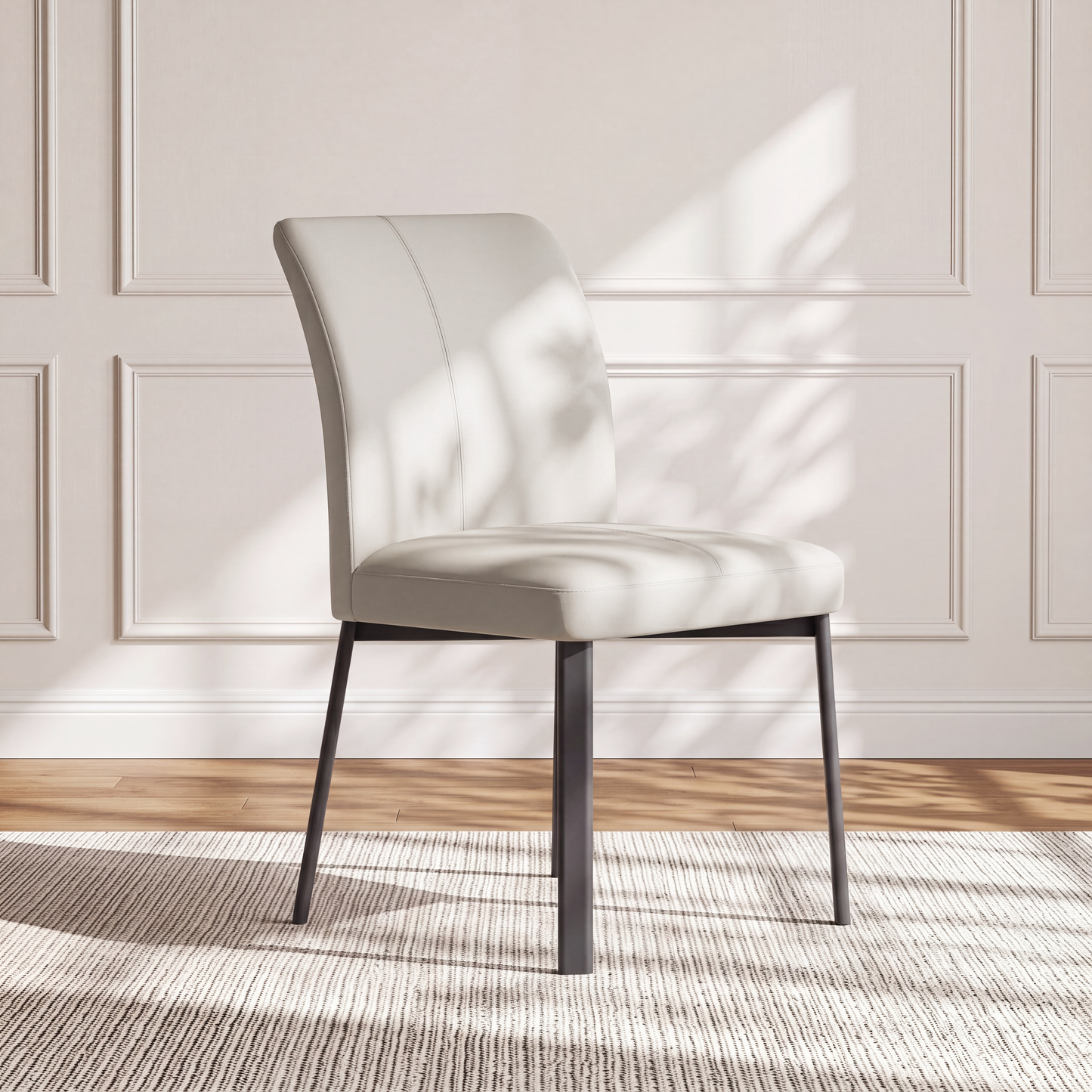 2-Pack Black PVC Dining Chairs with Double Half Stitch Detailing