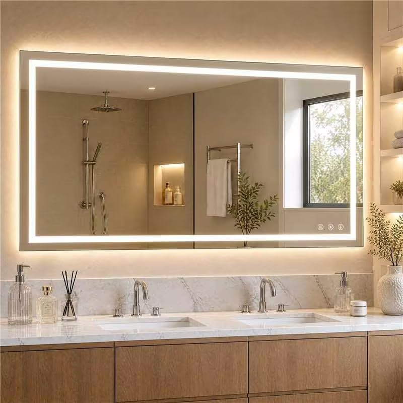 60"L x 36"W LED  Smart Vanity Mirror with Anti-Fog, Dimmable Backlit & Front Lit - Bathroom Mirror