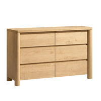 52.8 Natural Wood Rounded 6 Drawer Dresser 01 Main