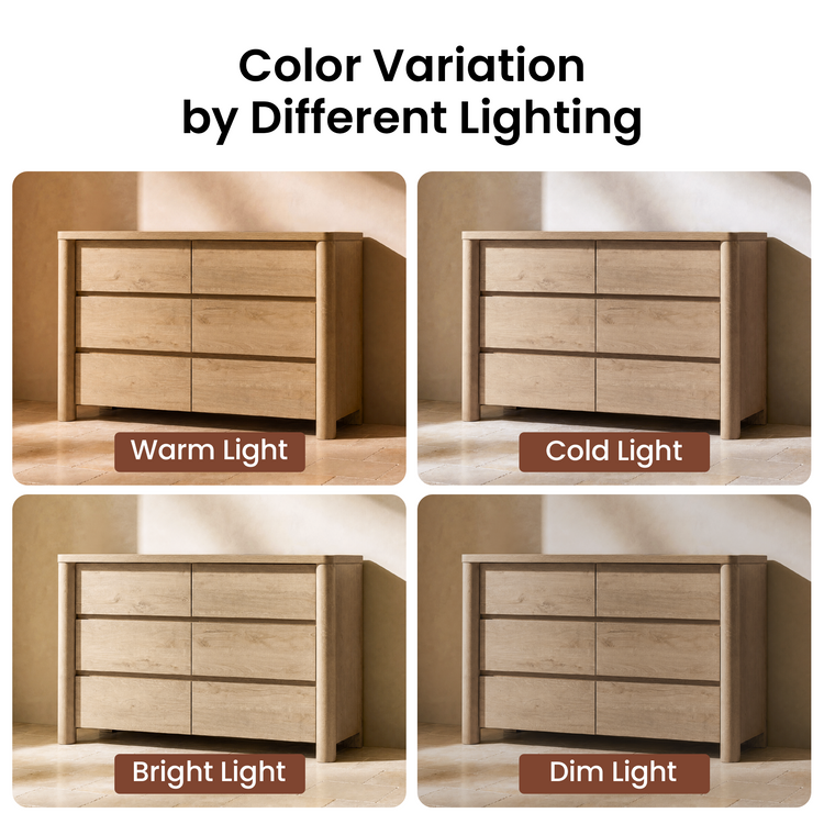 [Pre-Sale] 52.8" Natural Wood Rounded 6 Drawer Dresser