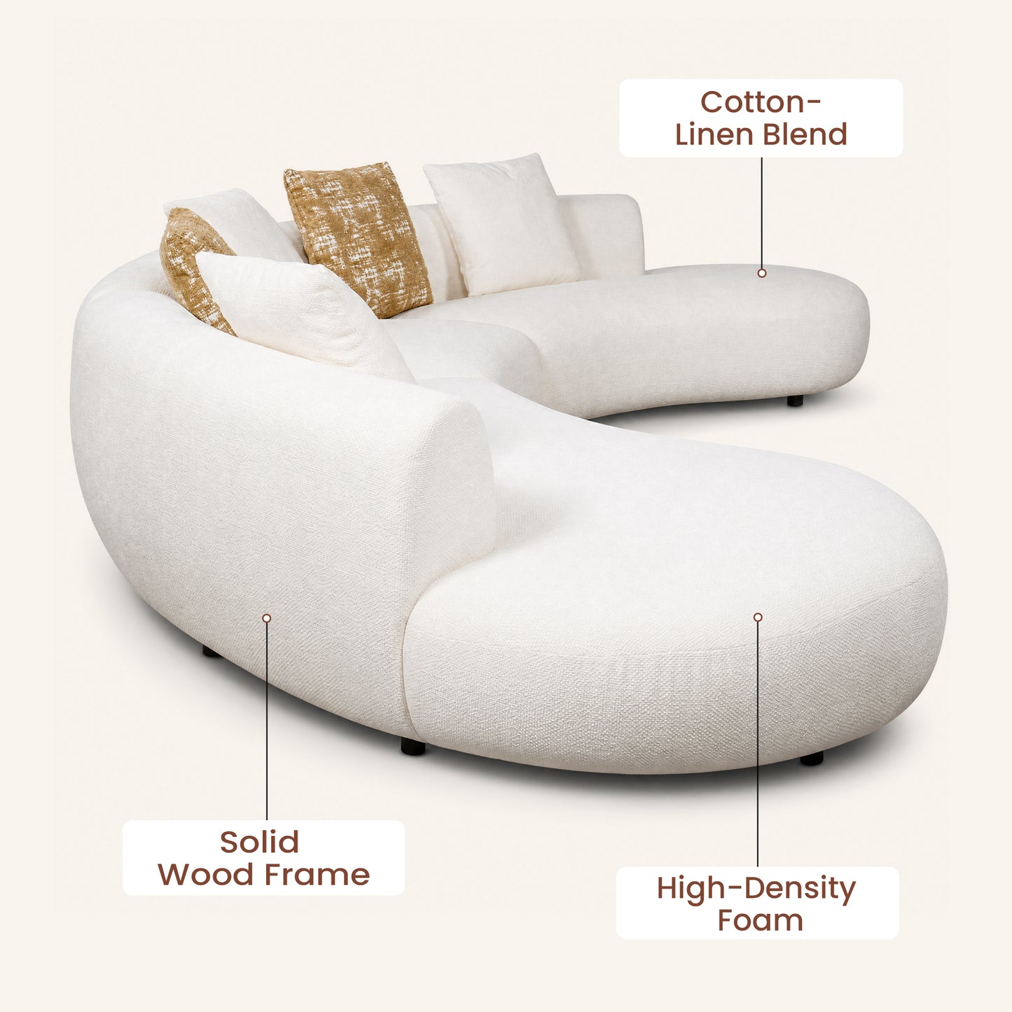[Pre-Sale] Modern Organic Curved Boucle Sofa Large Modular Sectional Couch - Beige