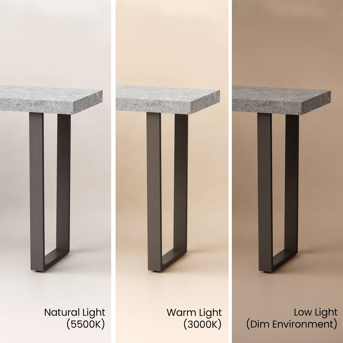 [Pre-Sale] 55.1" Modern Console Table with Faux Stone Top & Matte Brown Metal Legs, space-saving U-shaped Frame