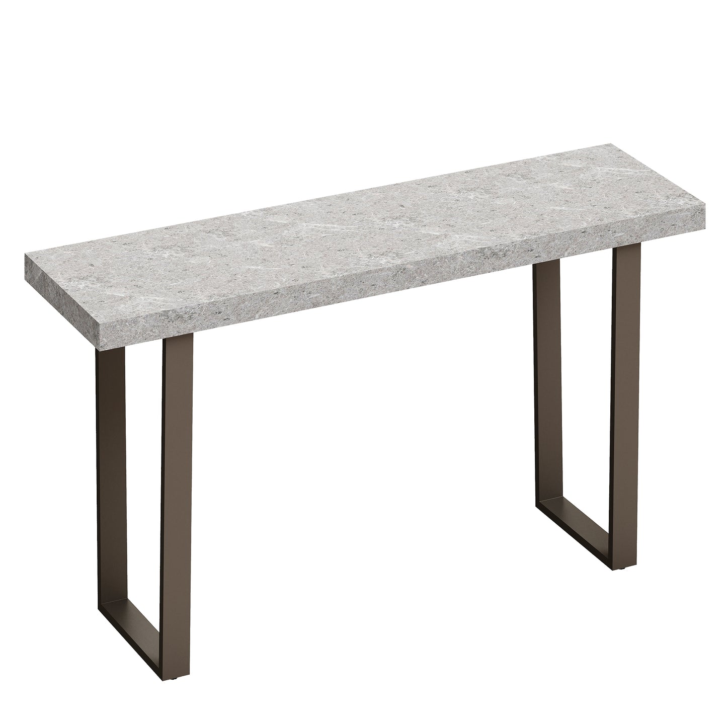 [Pre-Sale] 55.1" Modern Console Table with Faux Stone Top & Matte Brown Metal Legs, space-saving U-shaped Frame