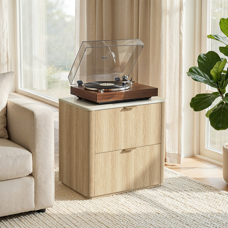[Pre-Sale] Travertine 23.6" Fluted 2-Drawer Single Nightstand