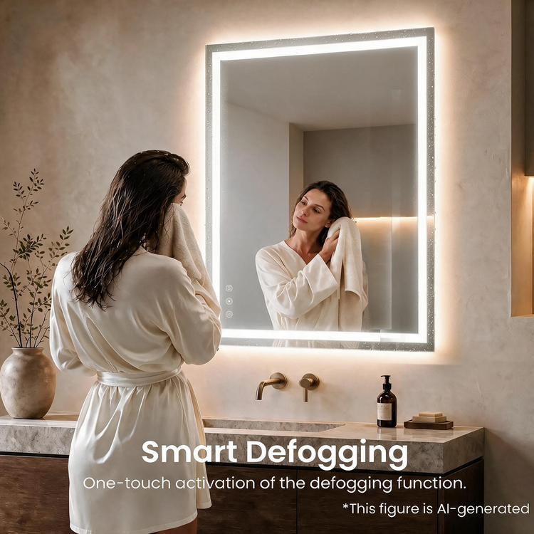 36"L x 28"W LED  Smart Vanity Mirror with Anti-Fog, Dimmable Backlit & Front Lit - Bathroom Mirror