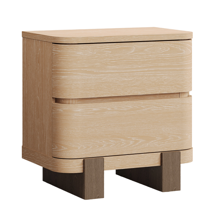 [Pre-sale] Set of 2 23.6" Nightstands, Each with 2 Drawers, Curved Fronts, and Handle-Free Storage