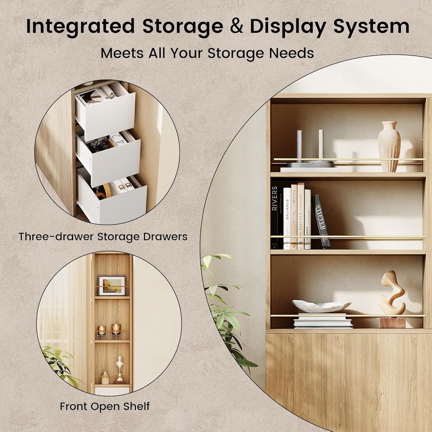Soren 71" Executive Standing Desk & Bookcase Set in Light Walnut