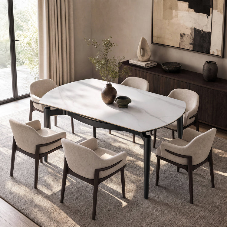 [Pre-Sale] 51.2" Round Sintered Stone Extendable Dining Table, Seats 4–6