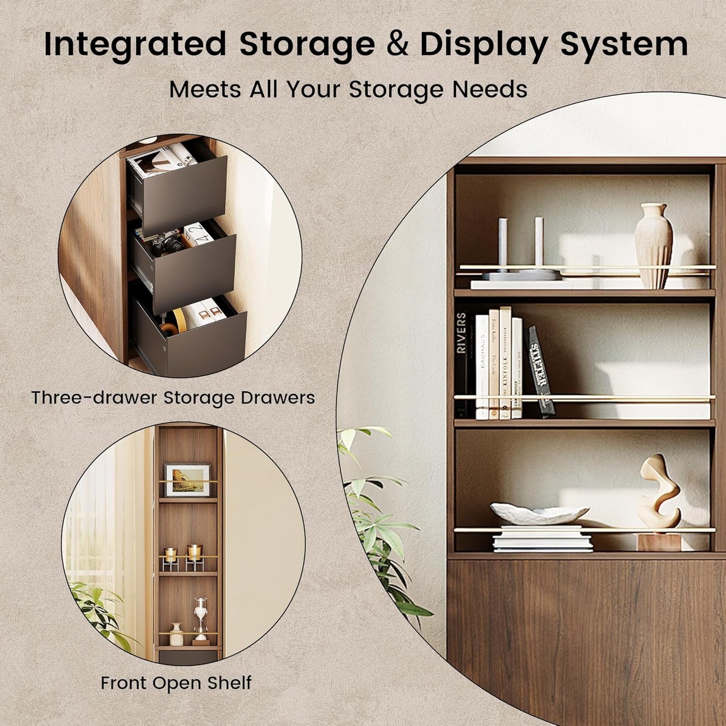 Soren 71" Black Walnut Executive Standing Desk & Bookcase Set