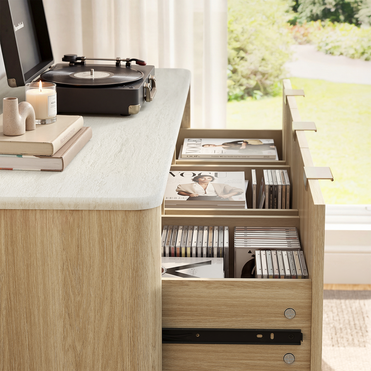 Travertine 51" 5-Drawer Dresser, Beige