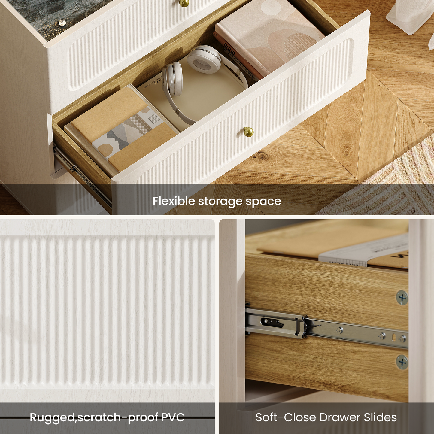 Flexmod 126" Modular Storage with Fluted Doors, Drawers & Niches
