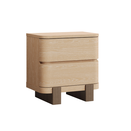 [Pre-sale] Nightstand with 2 Drawers 23.6" Large Bedside Table with Curved Front Handle-Free Storage