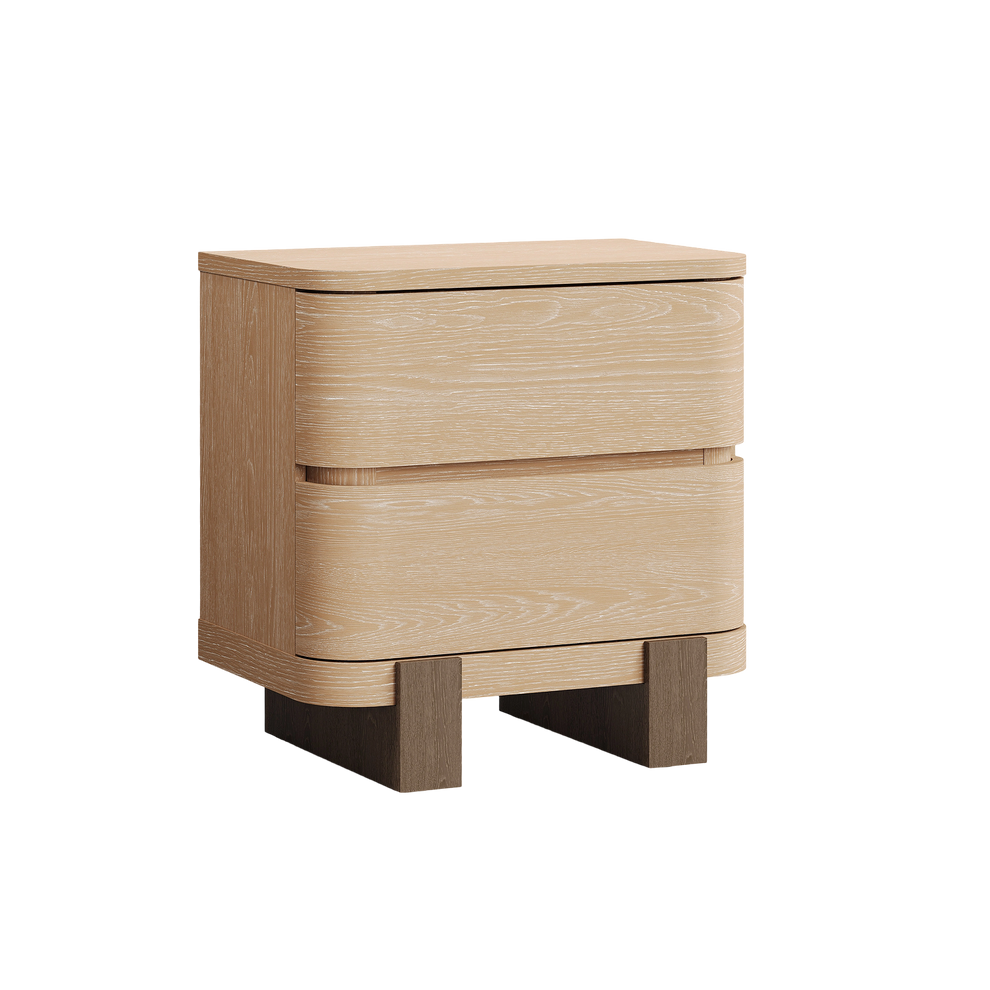[Pre-sale] Nightstand with 2 Drawers 23.6" Large Bedside Table with Curved Front Handle-Free Storage