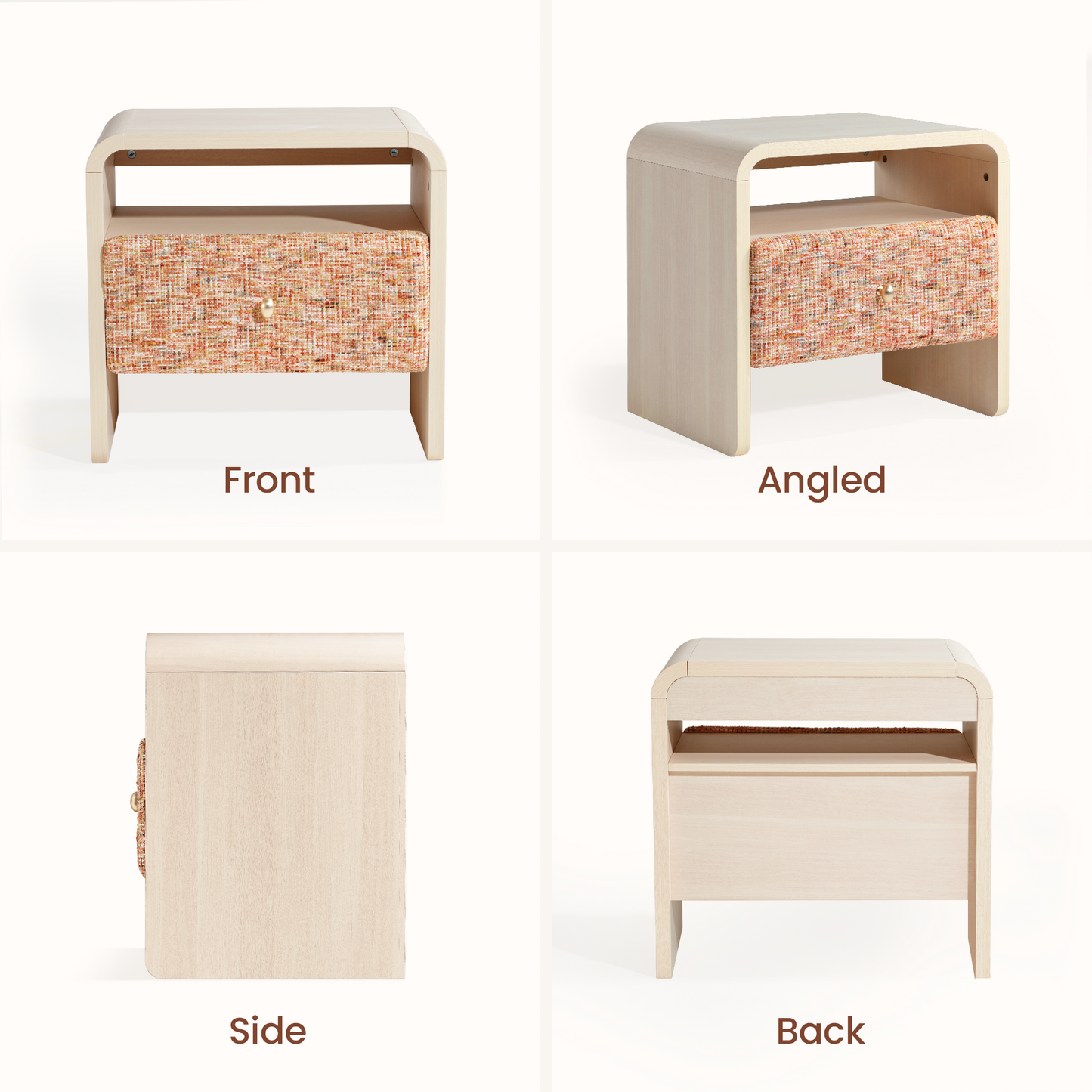 Dione Nightstand with Pebble Handle & Open Shelf - Canyon Dawn Red