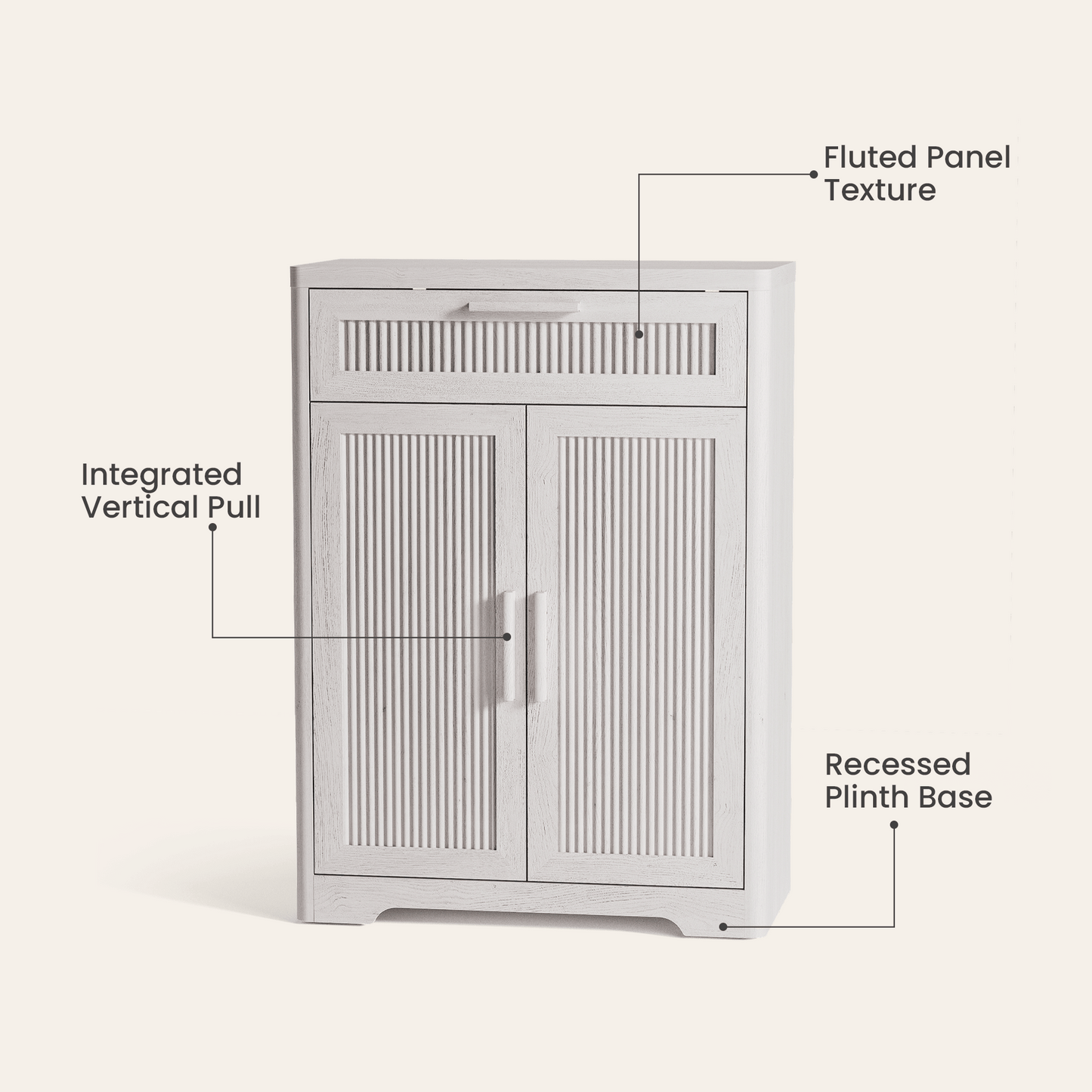[Pre-Sale] Lira 47.2" Fluted Rippled Wooden Shoe Cabinet with Drawer