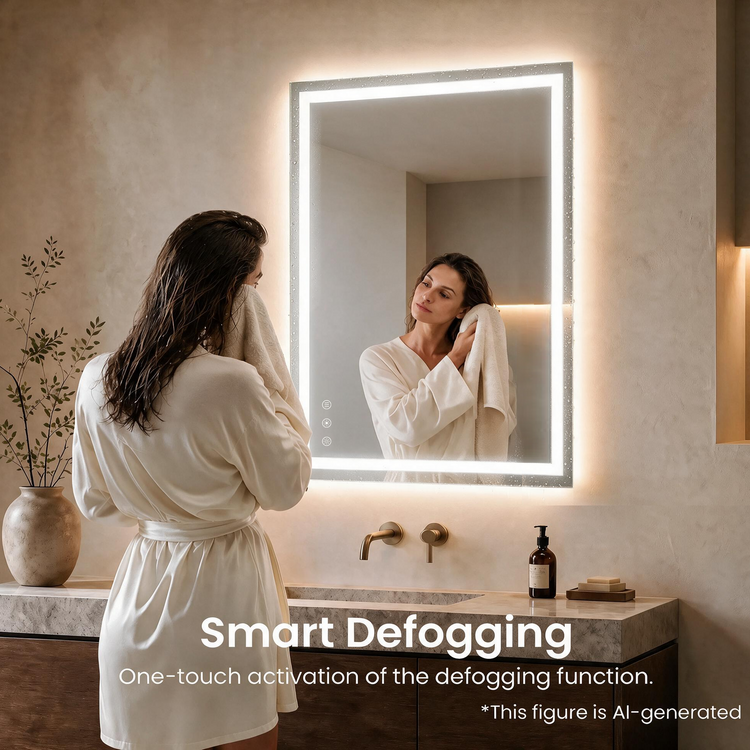 36"L x 24"W LED Smart Vanity Mirror with Anti-Fog, Dimmable Backlit & Front Lit - Bathroom Mirror