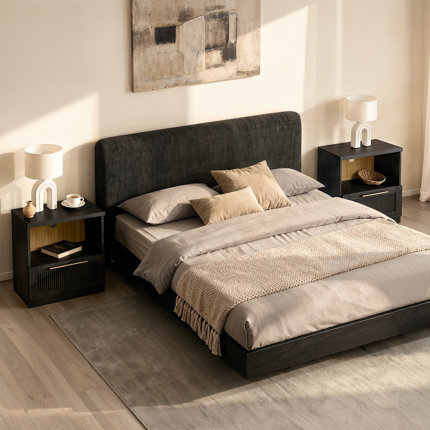 [Pre-sale] Harmo Block Black Wave-Panel Nightstand
