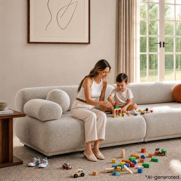 Sofá de 3 plazas de terciopelo beige | Sofá modular italiano moderno