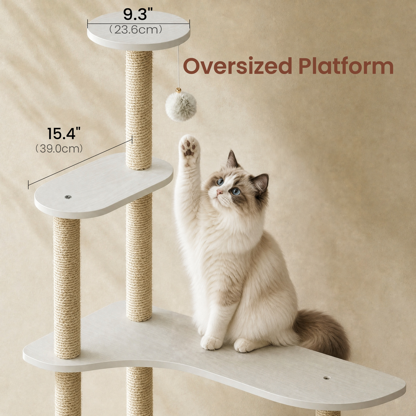 FlexMod 62.1" Modular Cat Tree with Cozy Cat House, Sisal Posts