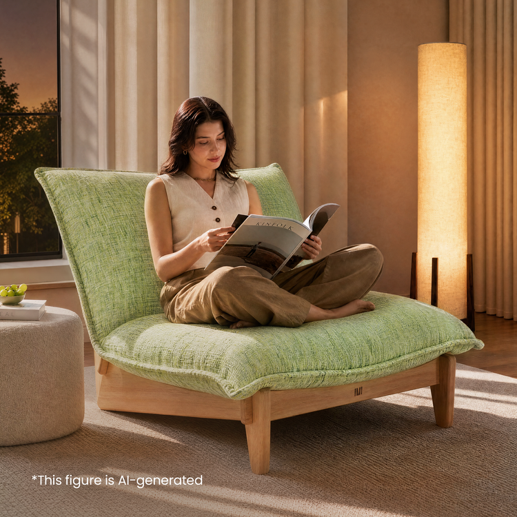 Accent Chair and Ottoman Set, Oversized Chenille Cloud Lounge Chair with Solid Wood Frame-Llia，Sage Green
