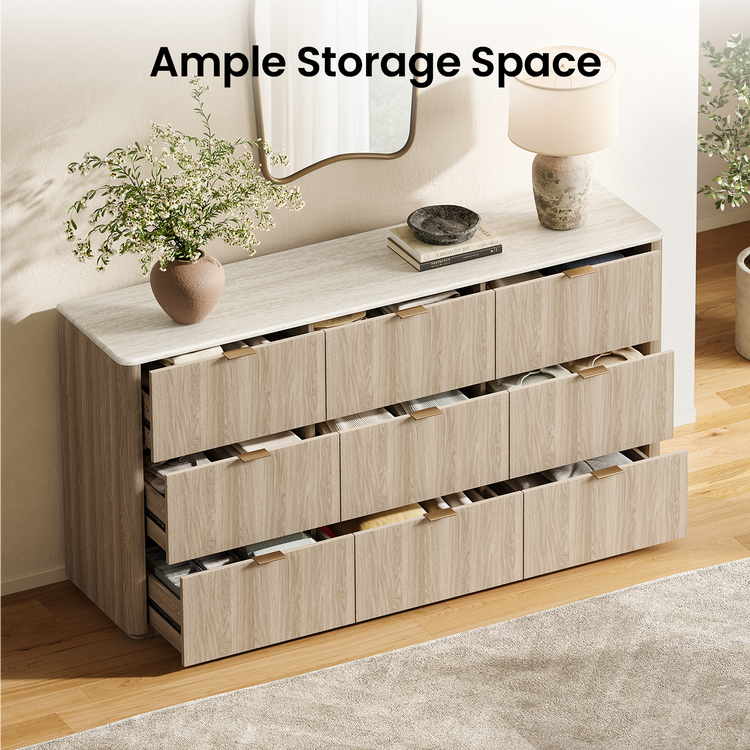 [Pre-Sale] Travertine Fluted 9-Drawer Dresser, Gray