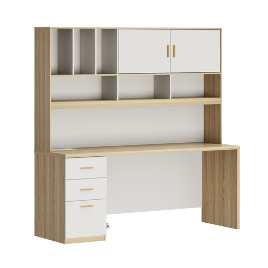 Soren 72.8" with Hutch & Storage Executive Desk, Light Walnut