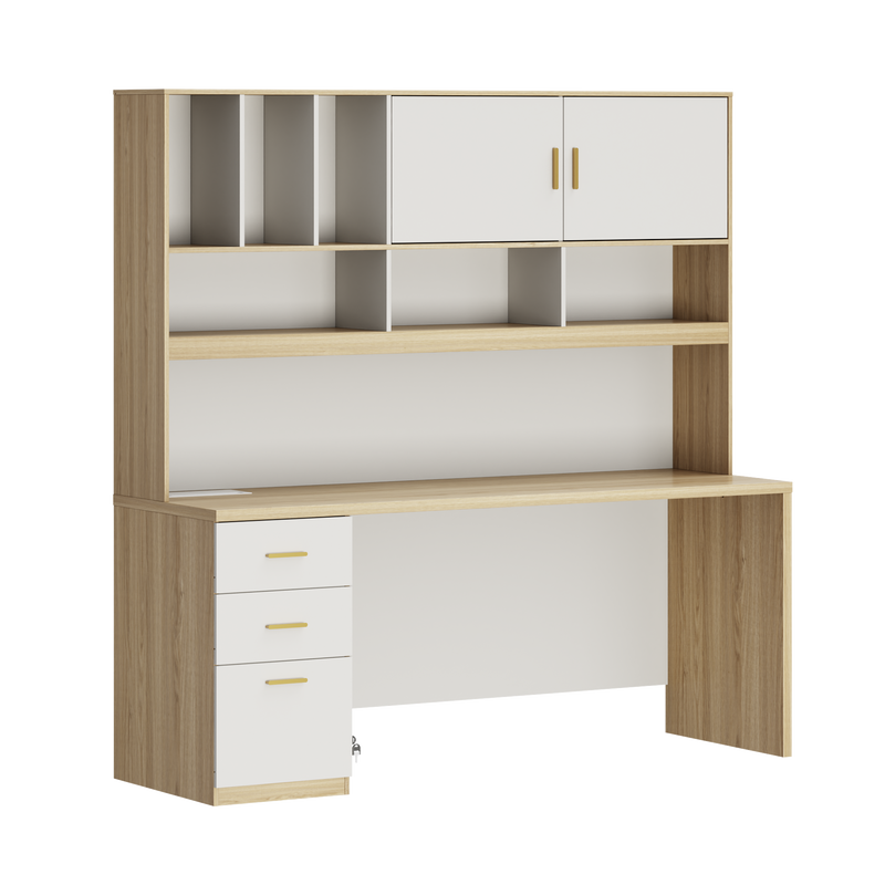 Soren 72.8" with Hutch & Storage Executive Desk, Light Walnut
