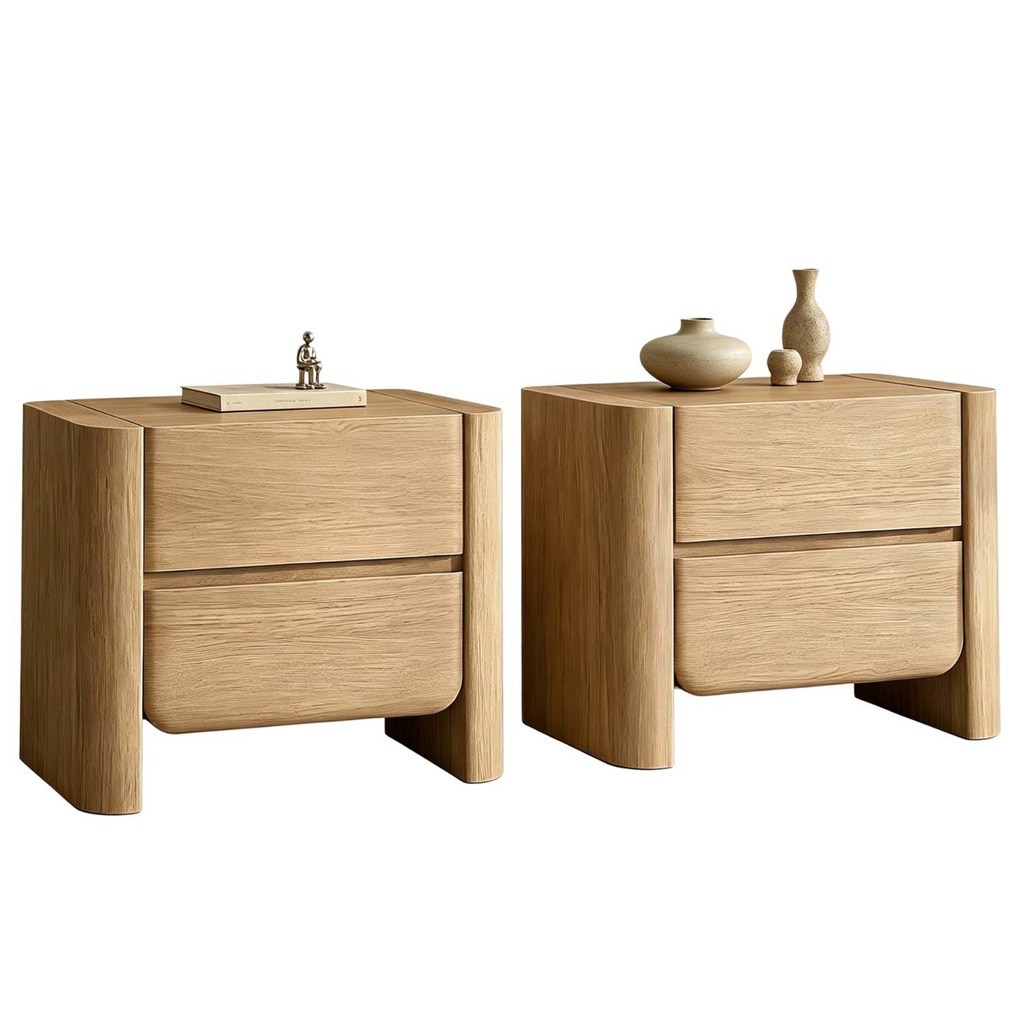 26" Night Stand with Charging Station Large Bedside Table Set of 2
