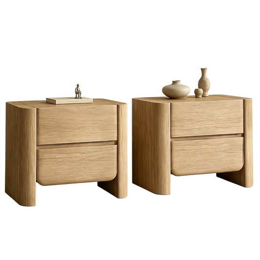 [Pre-Sale] 26 Inch Curved Edge Nightstands with Charging Station, Set of 2