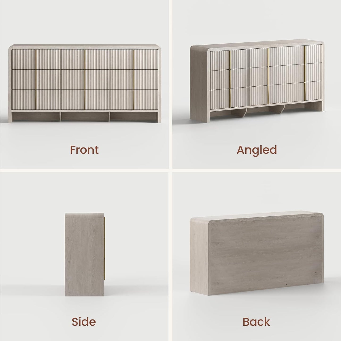 Caly  64.2" Modern Fluted 9 Drawer Dresser Clothes Storage Cabinet