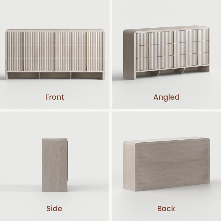 Caly  64.2" Modern Fluted 9 Drawer Dresser Clothes Storage Cabinet