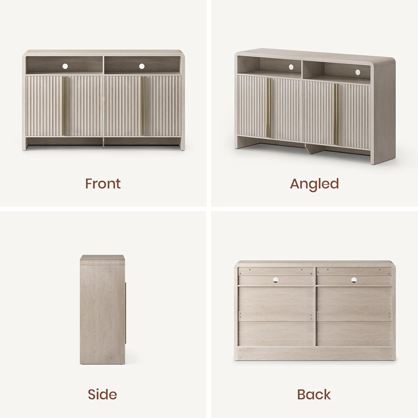 Caly 59" Fluted Sideboard Buffet Cabinet with Storage