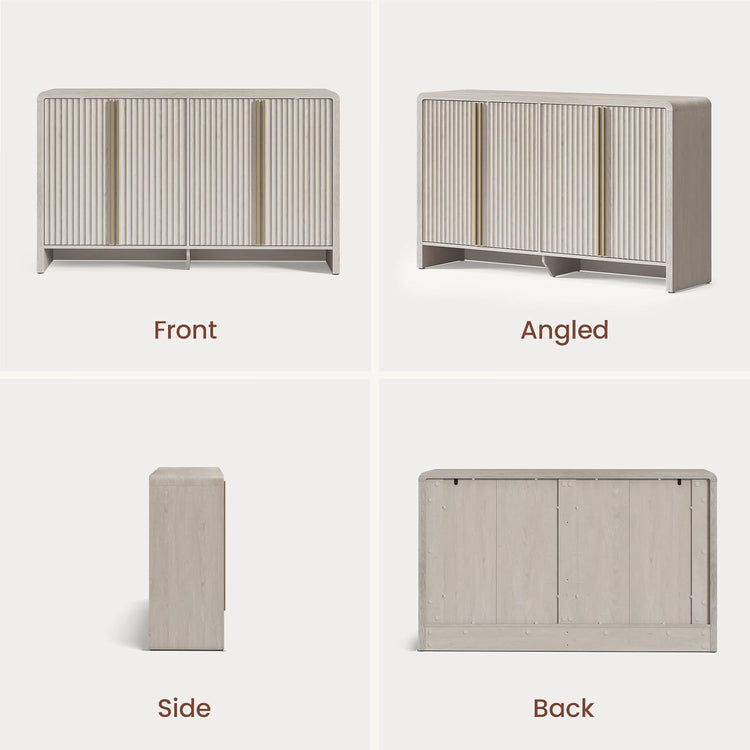 Caly 59" Modern Fluted Wooden Buffet Cabinet with 4 Doors
