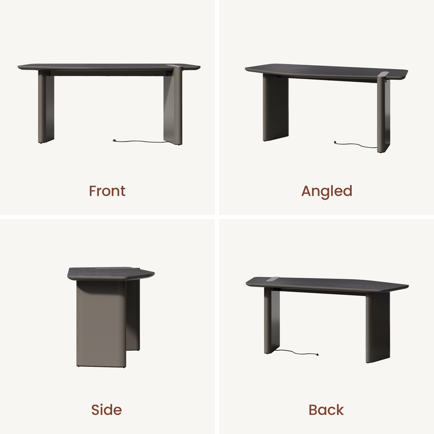 [Pre-Sale] 63-Inch Wide Black Elm Veneer Executive Office Desk with Built-In Charging Station