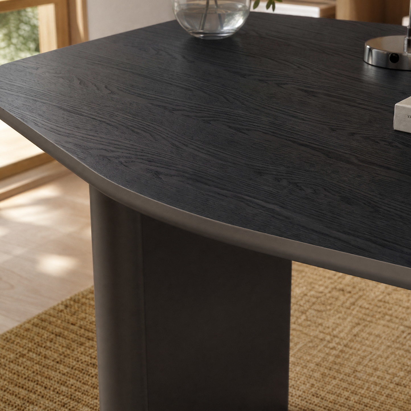 [Pre-Sale] 63-Inch Wide Black Elm Veneer Executive Office Desk with Built-In Charging Station