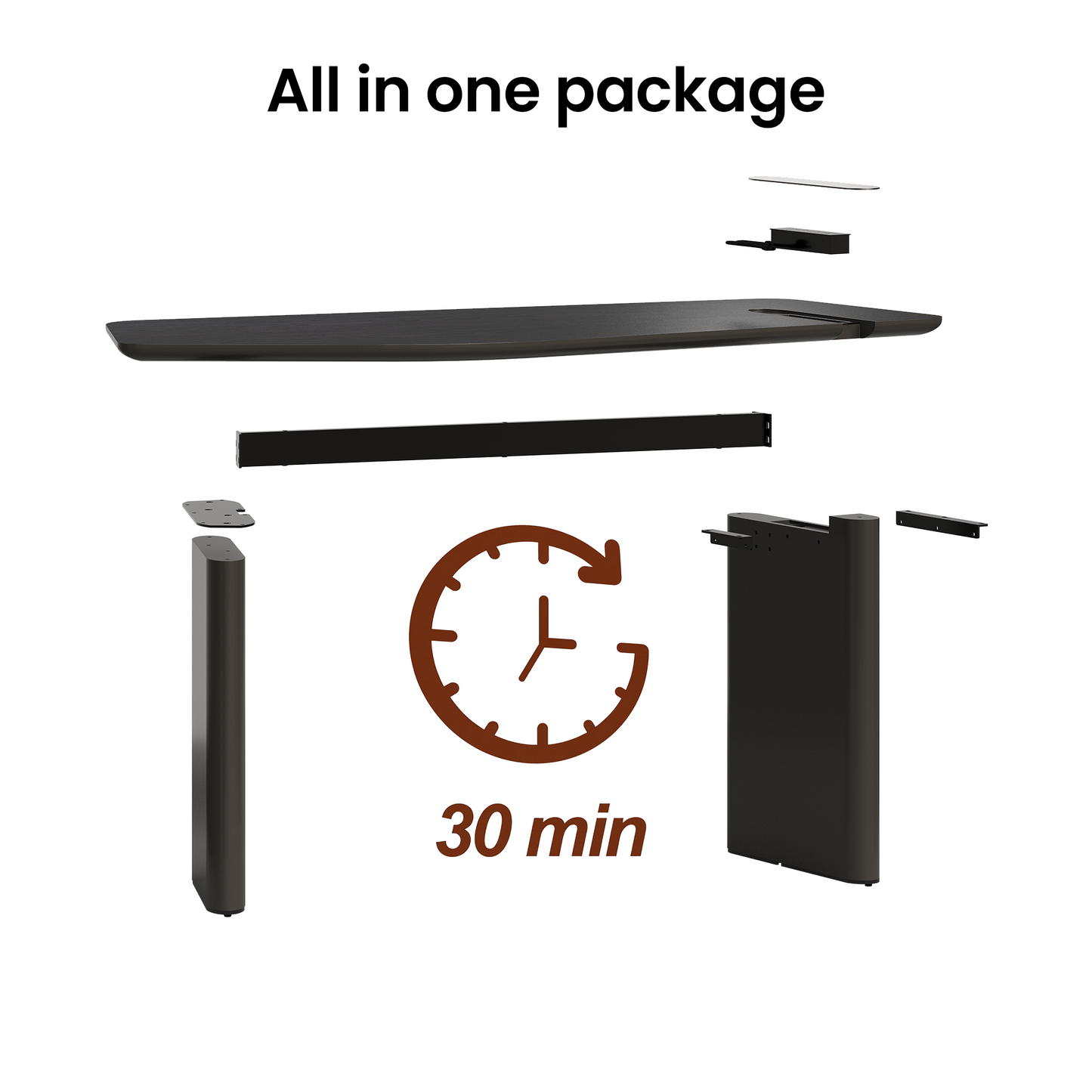 [Pre-Sale] 63-Inch Wide Black Elm Veneer Executive Office Desk with Built-In Charging Station