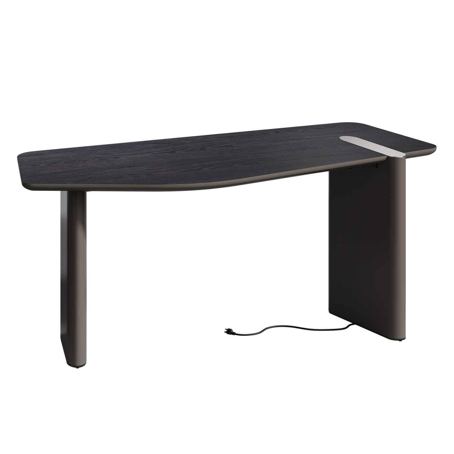 [Pre-Sale] 63-Inch Wide Black Elm Veneer Executive Office Desk with Built-In Charging Station