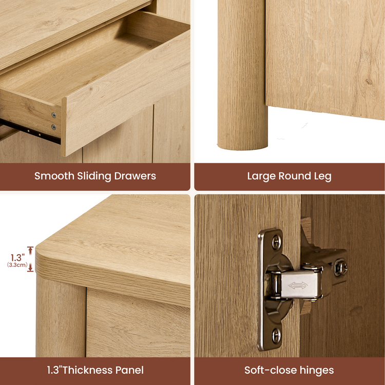 [Pre-Sale] Rondo 63" Modern Accent Cabinet with Thick Top and Rounded Corners & Legs