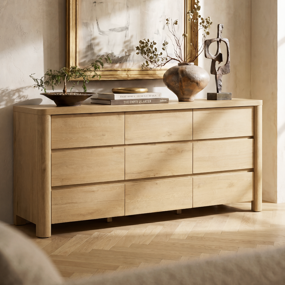 [Pre-Sale] 63" 9-Drawer Dresser with Thick Top and Round Legs