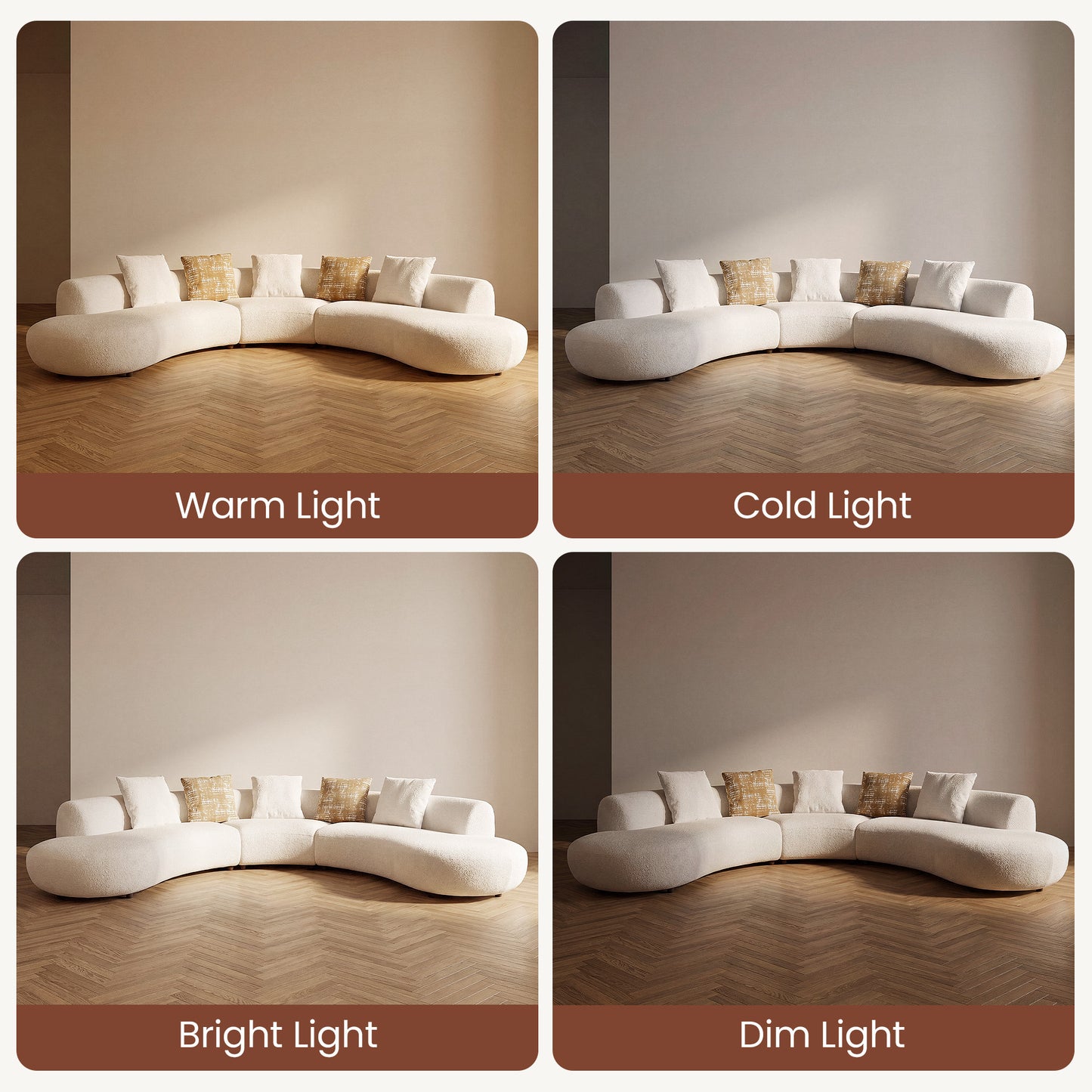 [Pre-Sale] Modern Organic Curved Boucle Sofa Large Modular Sectional Couch - Beige